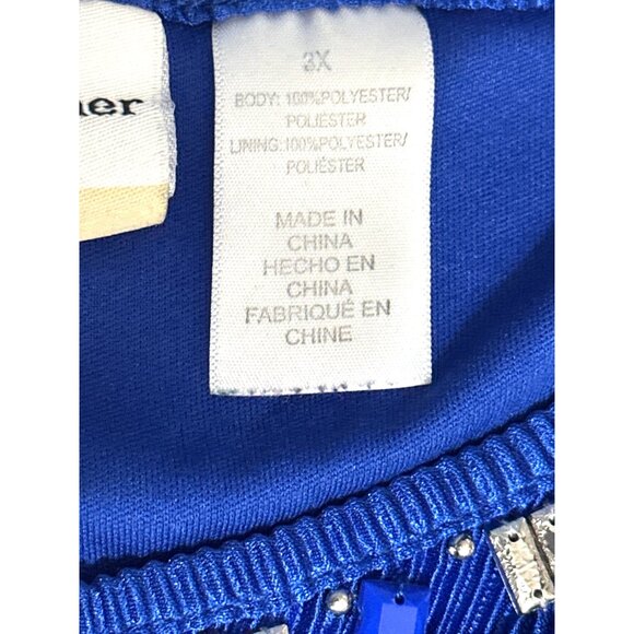 Alfred Dunner 3X Royal Blue Ruffle Blouse Glam Boldwear Textured Shine Top - Picture 8 of 12